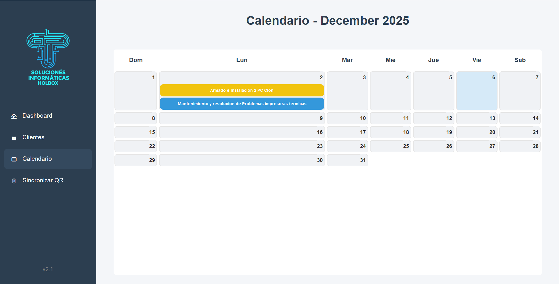 Calendario de Entregas